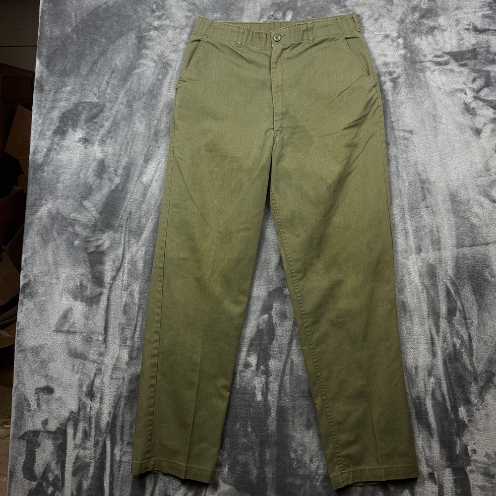 US Military Utility Trousers Mens 34x33 Olive Green OG-507 Cotton Sateen Pants